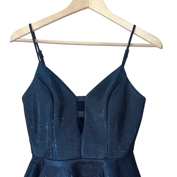 Camille La Vie Navy Blue Shimmer Sparkle Flare Party Dress Prom Cocktail 5/6 5 6 - Picture 3 of 8